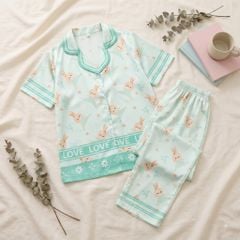 Pijama lụa Latin TNQD - Bunny Mint