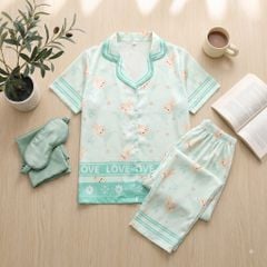 Pijama lụa Latin TNQD - Bunny Mint