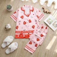 Pijama lụa Latin TNQD - Dino Red
