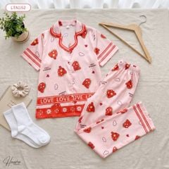 Pijama lụa Latin TNQD - Dino Red