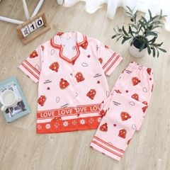 Pijama lụa Latin TNQD - Dino Red