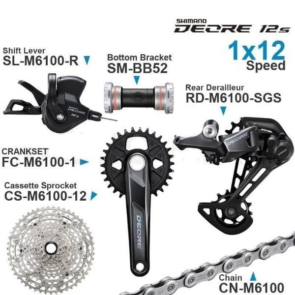 Bộ Truyền Động Shimano Deore M6100 [1X12 Tốc Độ] Kèm BB