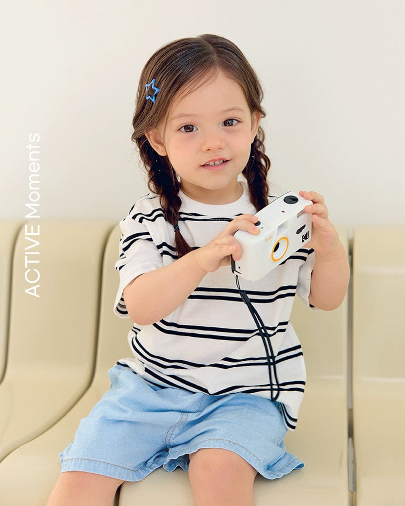 Áo thun ngắn tay kẻ sọc basic vải cotton sợi nhuộm bé trai và bé gái U900P