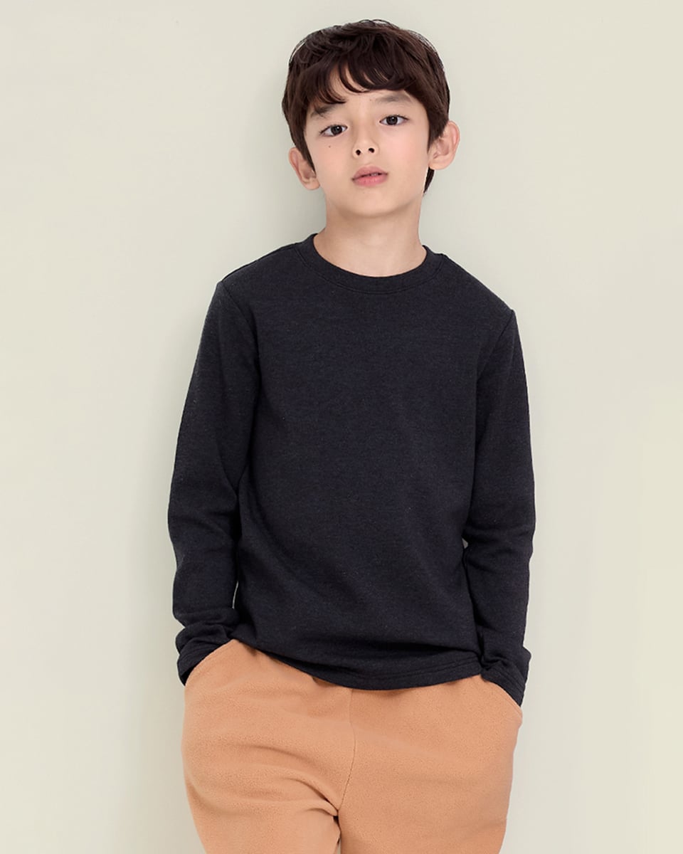 Áo dài tay cổ tròn vải nỉ cào bông ấm thu đông bé trai và bé gái U900L