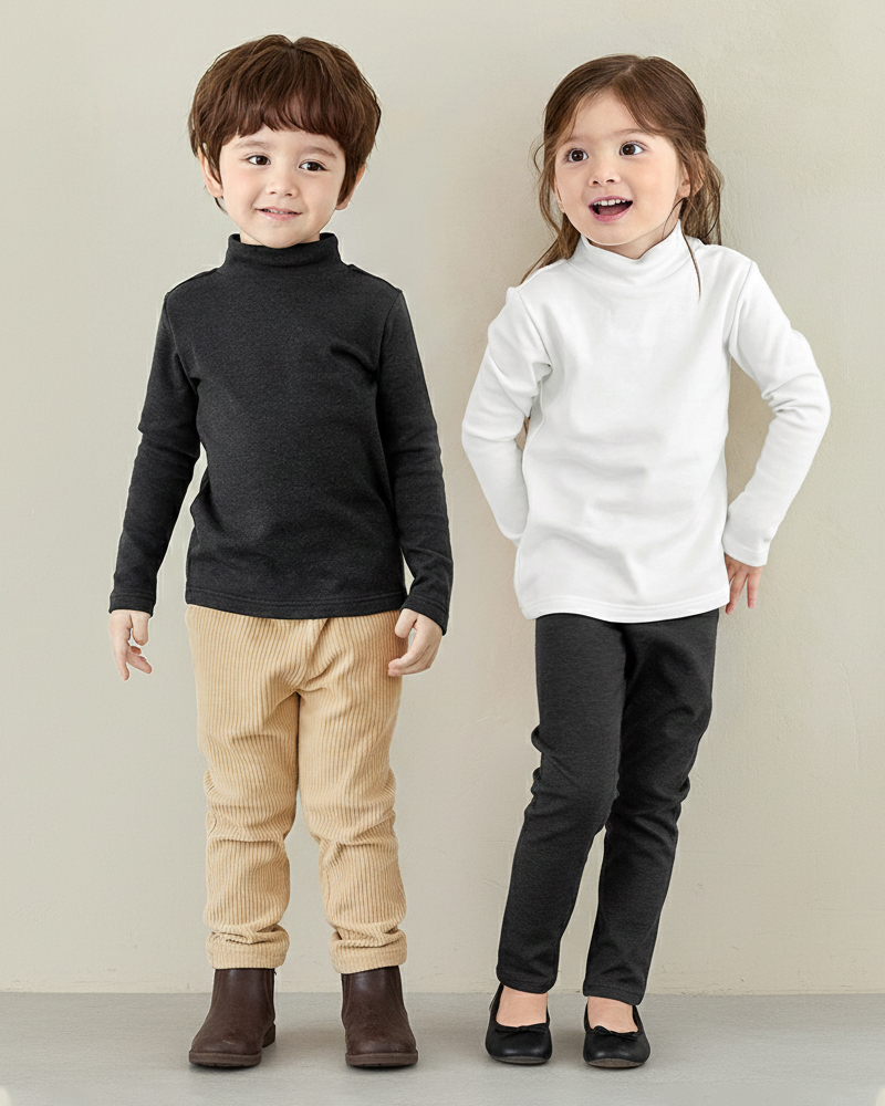 Áo cổ lọ (nữa cổ) dài tay vải nỉ cào bông ấm thu đông bé trai và bé gái U900D