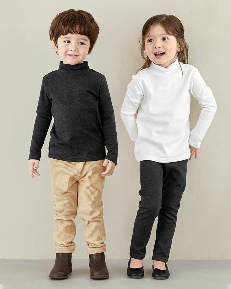 Áo cổ lọ (nữa cổ) dài tay vải nỉ cào bông ấm thu đông bé trai và bé gái U900D