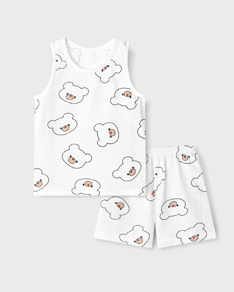 Bộ đồ ba lỗ cotton giấy bé trai và bé gái U4099