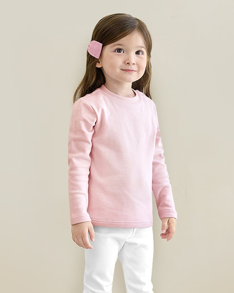 Áo dài tay cổ tròn vải nỉ cào bông ấm thu đông bé trai và bé gái U900L