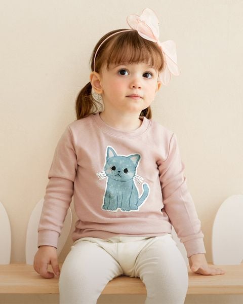 Bộ đồ dài dáng ôm cotton mịn bé gái U1216