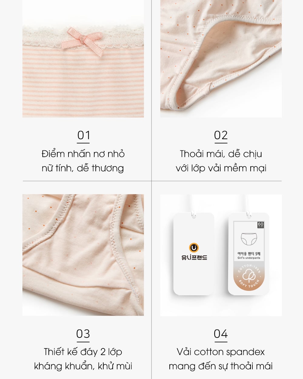 Set 5 quần chip tam giác bé gái U6053