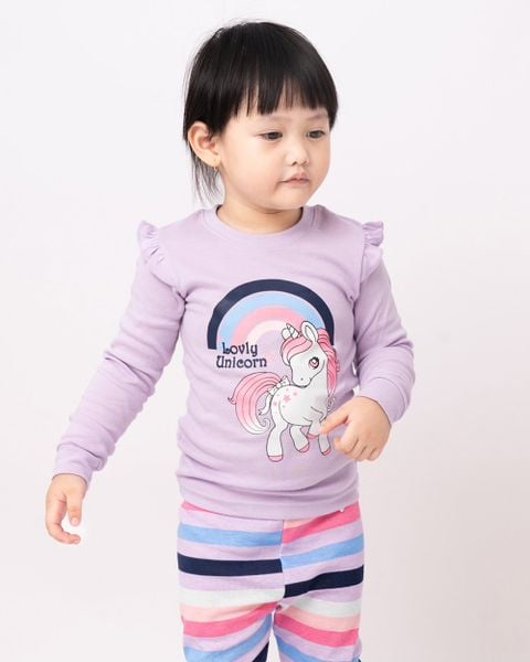 Bộ đồ dài dáng ôm cotton mịn bé gái U1149