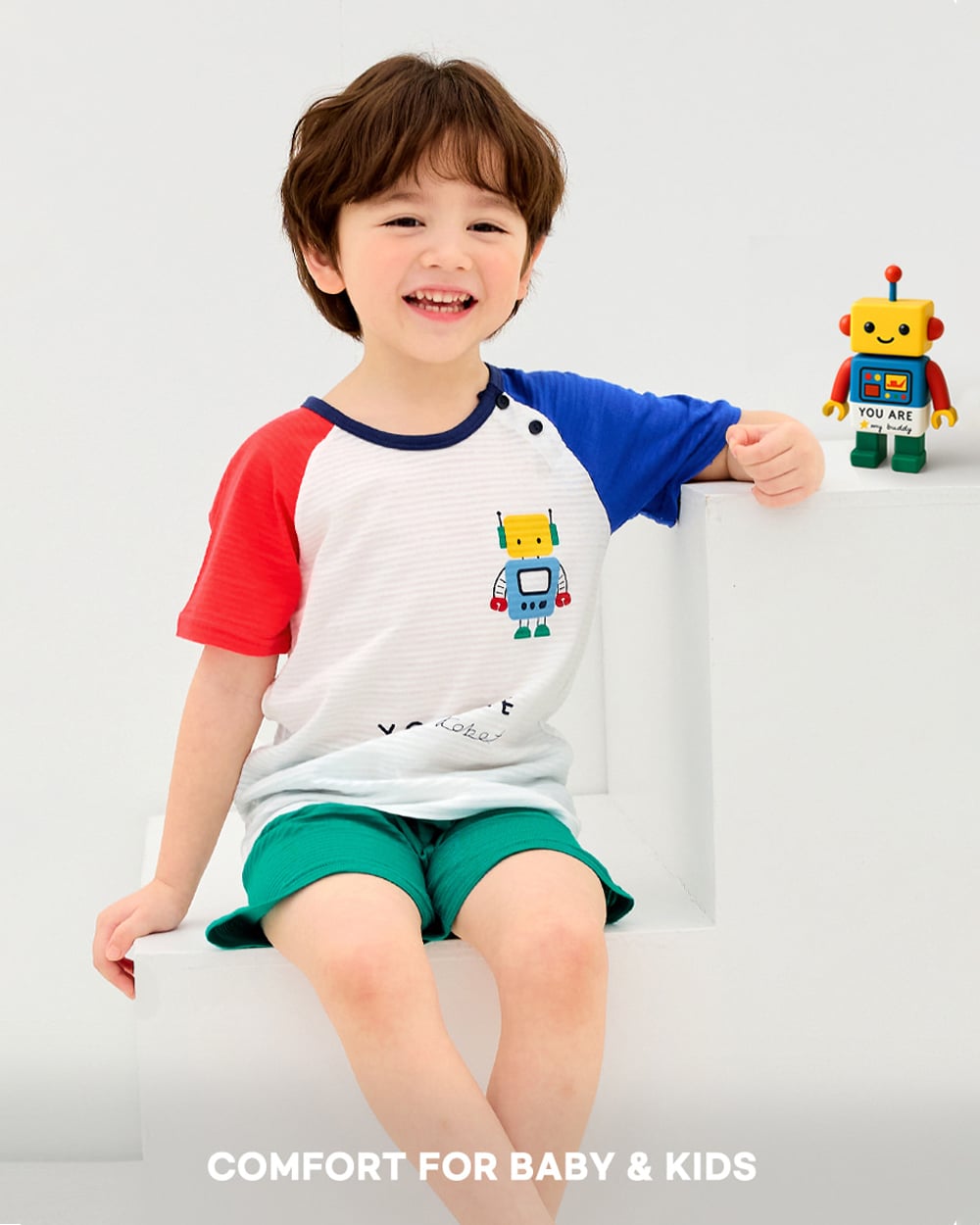 Bộ đồ ngắn cotton giấy bé trai U3204