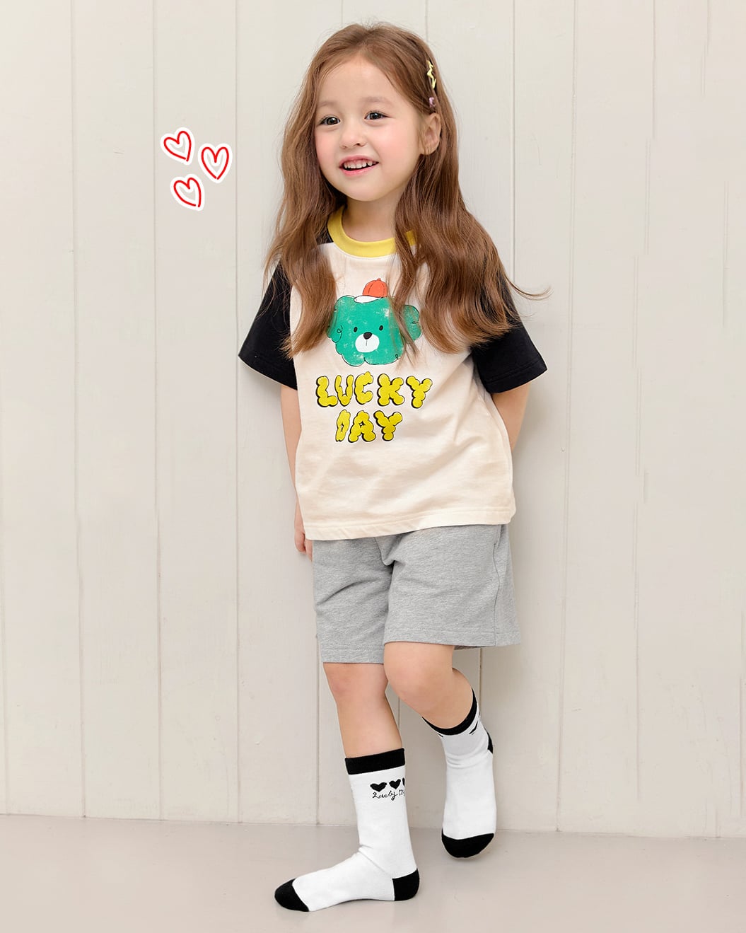 Quần short ngang gối vải cotton spandex cho bé trai và bé gái U950T