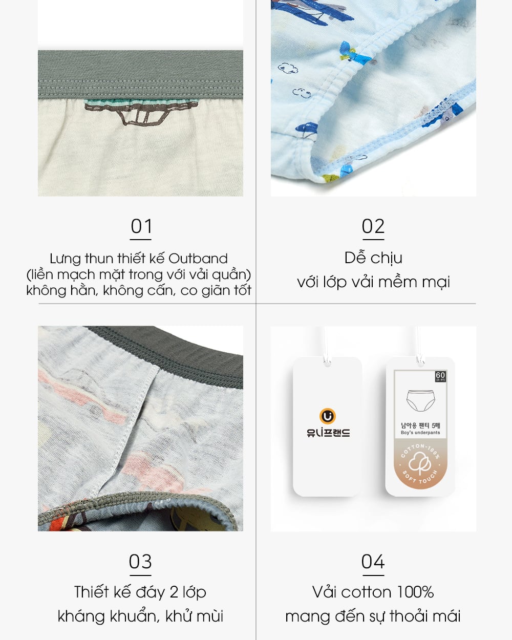 Set 5 quần chip tam giác bé trai U6051