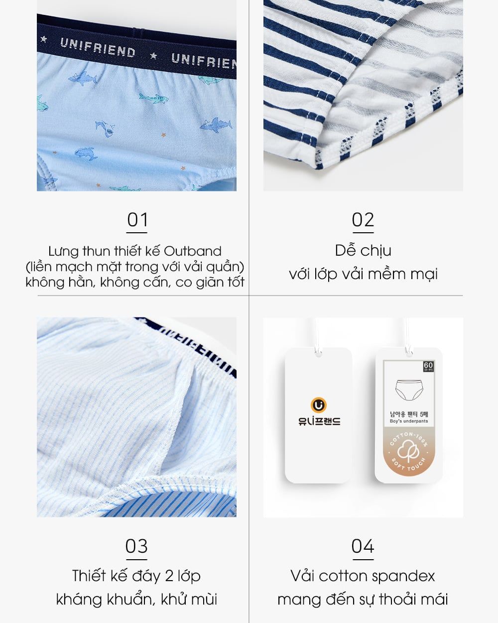 Set 5 quần chip tam giác bé trai U6067