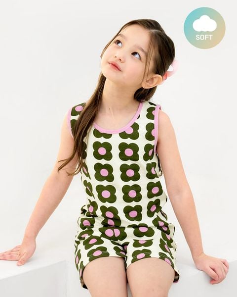 Bộ đồ ba lỗ cotton mịn bé gái U4083