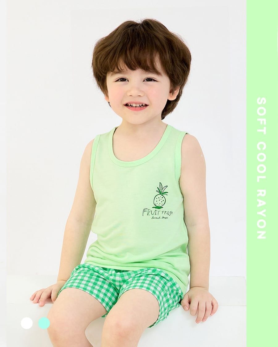 Bộ đồ ba lỗ Cool Feel mịn mỏng mát bé trai và bé gái U4106