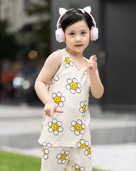 Bộ đồ ba lỗ Cool Feel mịn mỏng mát bé gái U4061