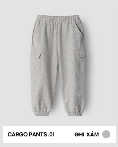 Quần cargo thu đông cotton spandex bé trai và bé gái U950G