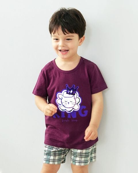 Bộ đồ ngắn cotton giấy phối cotton mịn bé gái và bé trai U3144