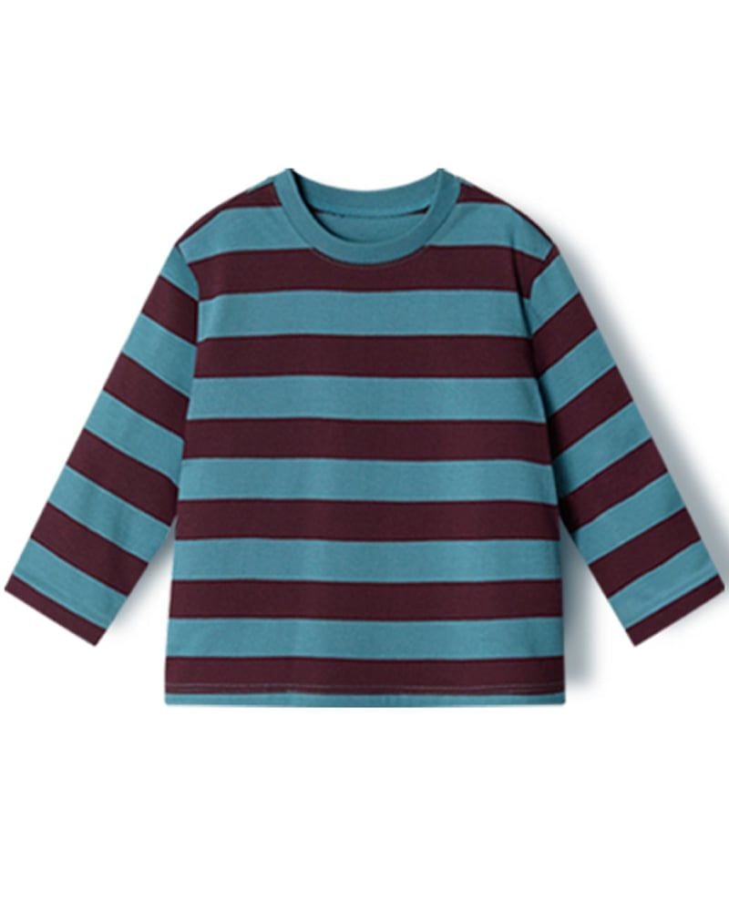 Áo phông tay dài kẻ ngang cotton bé trai và bé gái U900K