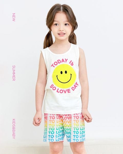 Bộ đồ ba lỗ cotton mịn bé gái U4051