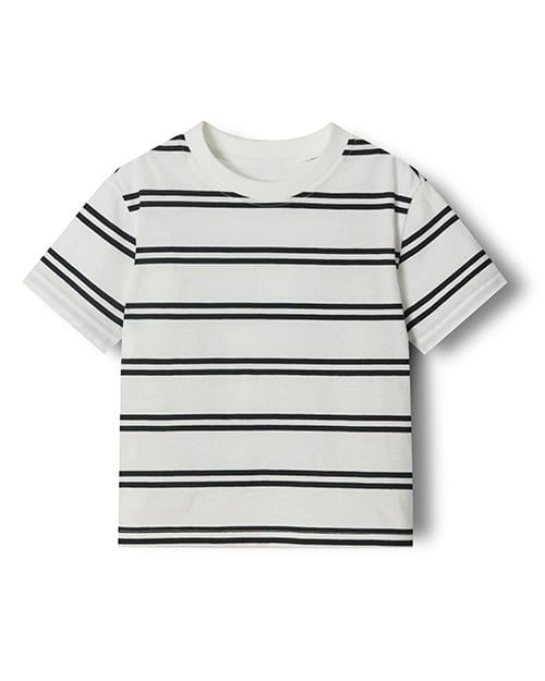 Áo thun ngắn tay kẻ sọc basic vải cotton sợi nhuộm bé trai và bé gái U900P