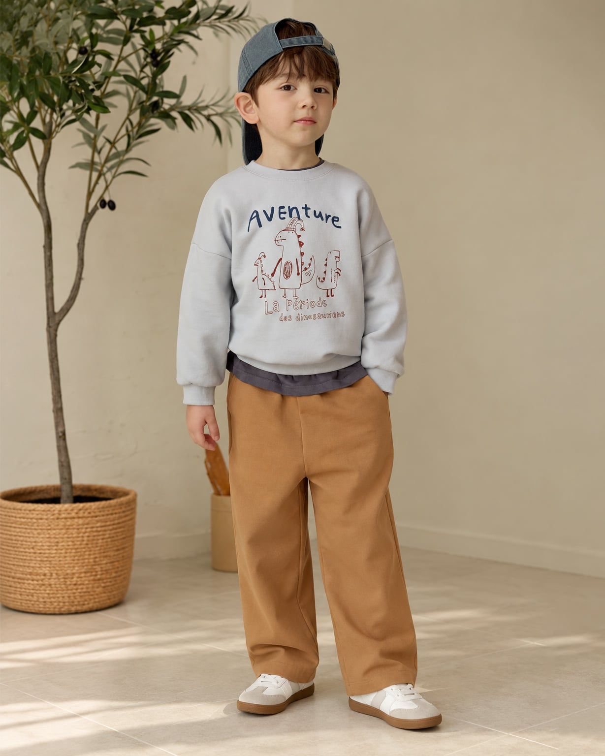 Bộ đồ dài dáng rộng vải nỉ da cá cotton bé trai U1343