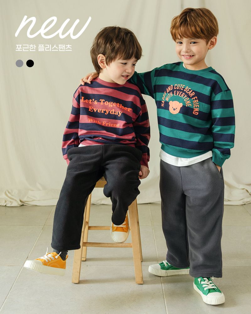 Quần dài nỉ lông cừu dày mềm mịn ấm áp ống suông bé trai và bé gái U950L