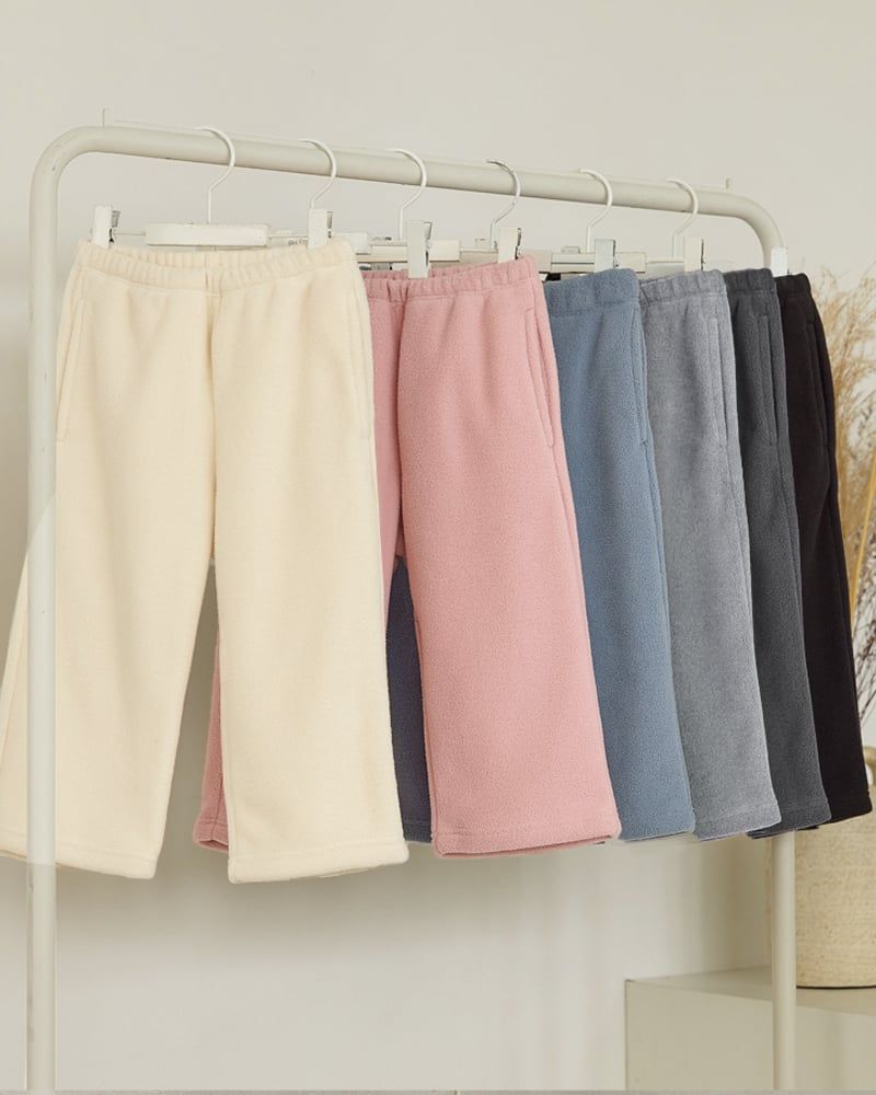 Quần dài nỉ lông cừu dày mềm mịn ấm áp ống suông bé trai và bé gái U950L