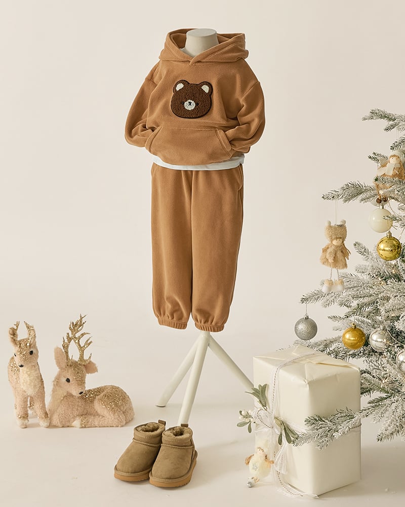 Bộ hoodie nỉ lông cừu có mũ dày ấm cho bé trai và bé gái U1293