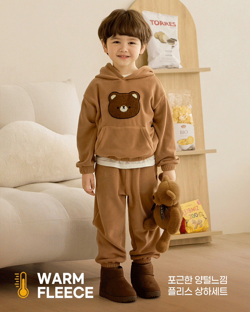 Bộ hoodie nỉ lông cừu có mũ dày ấm cho bé trai và bé gái U1293