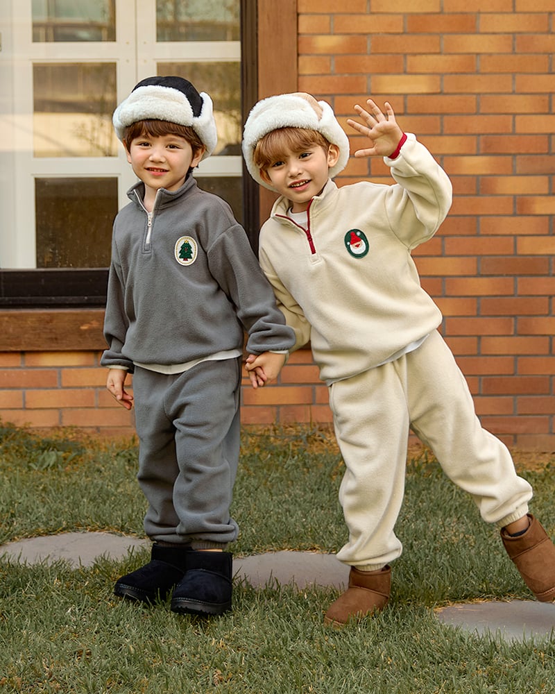 Bộ dài tay nỉ lông cừu dày ấm cho bé trai và bé gái U1296