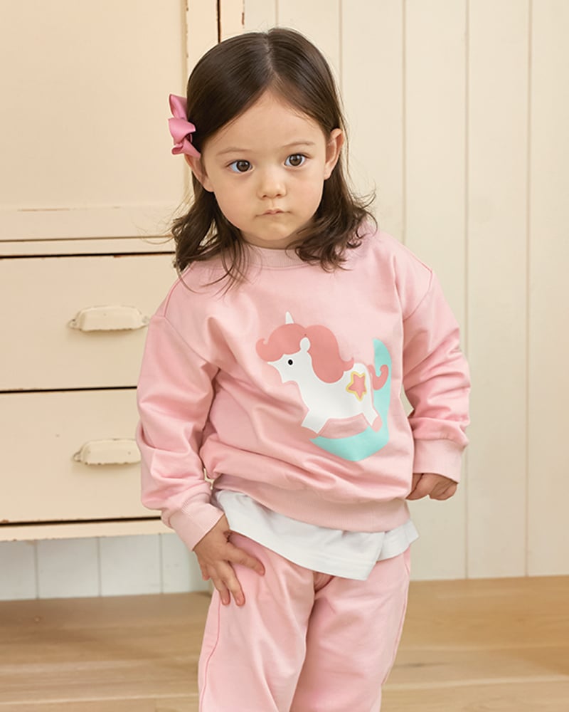 Bộ đồ dài dáng rộng vải nỉ da cá cotton bé gái U1282