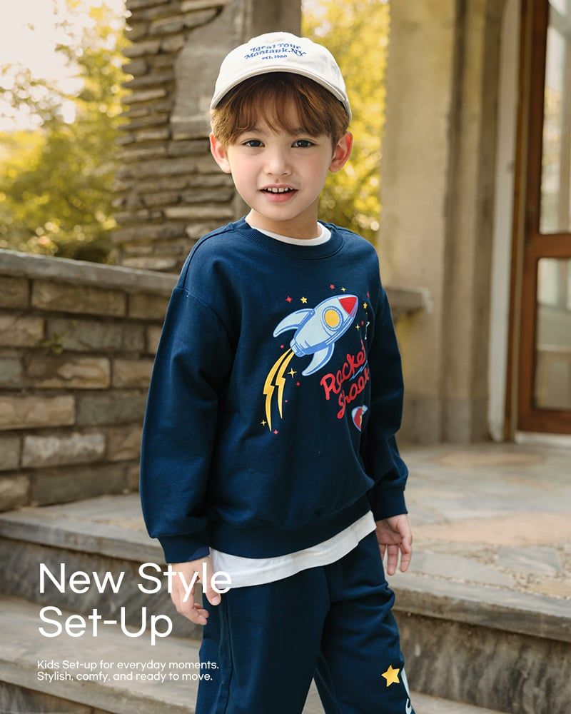 Bộ đồ dài dáng rộng cotton mịn bé trai U1281