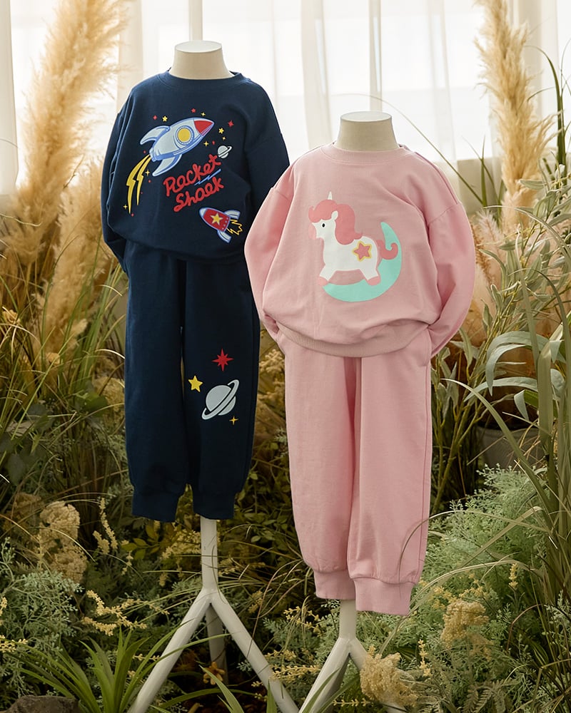 Bộ đồ dài dáng rộng vải nỉ da cá cotton bé trai U1281