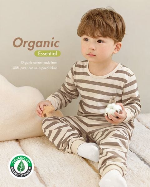 Bộ đồ dài dáng rộng cotton mịn bé trai và bé gái U1329