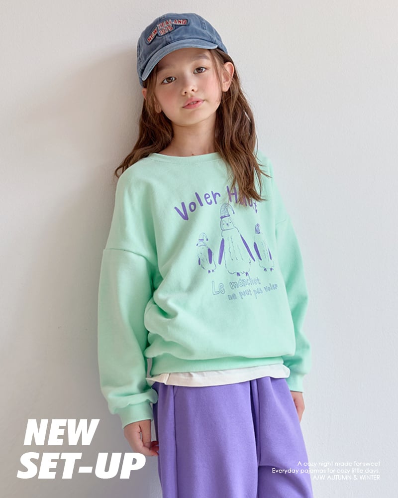 Bộ đồ dài dáng rộng vải nỉ da cá cotton bé gái U1342