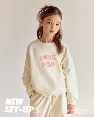 Bộ đồ dài dáng rộng vải nỉ da cá cotton bé gái U1345