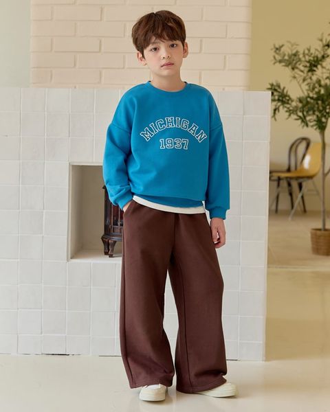 Bộ đồ dài dáng rộng vải nỉ da cá cotton bé trai và bé gái U1344