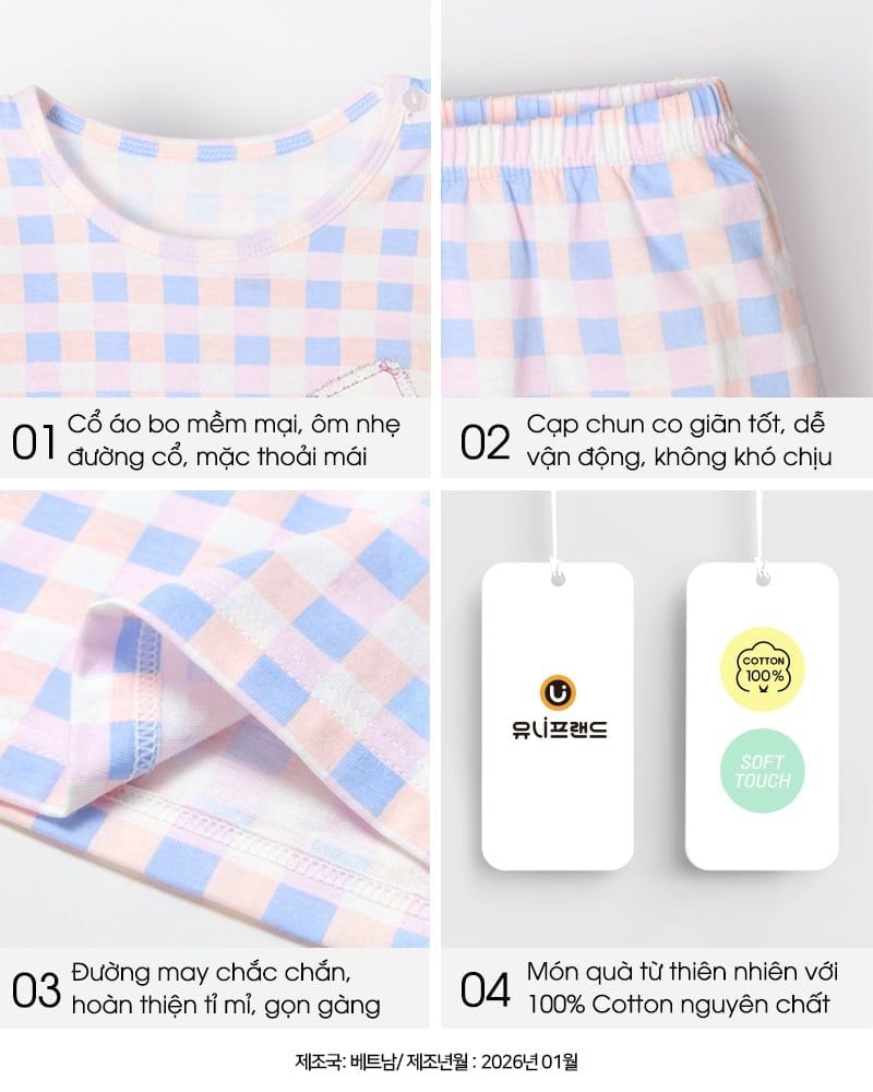 Bộ đồ ngắn cotton mịn bé gái U3229