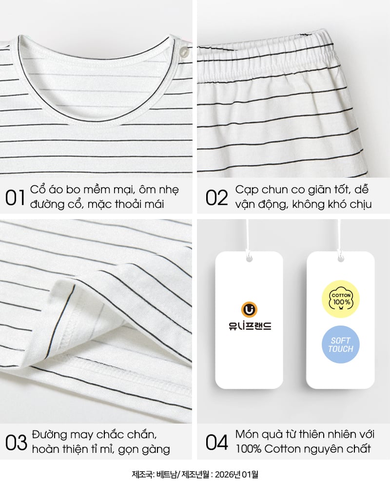 Bộ đồ ngắn cotton mịn bé trai U3227