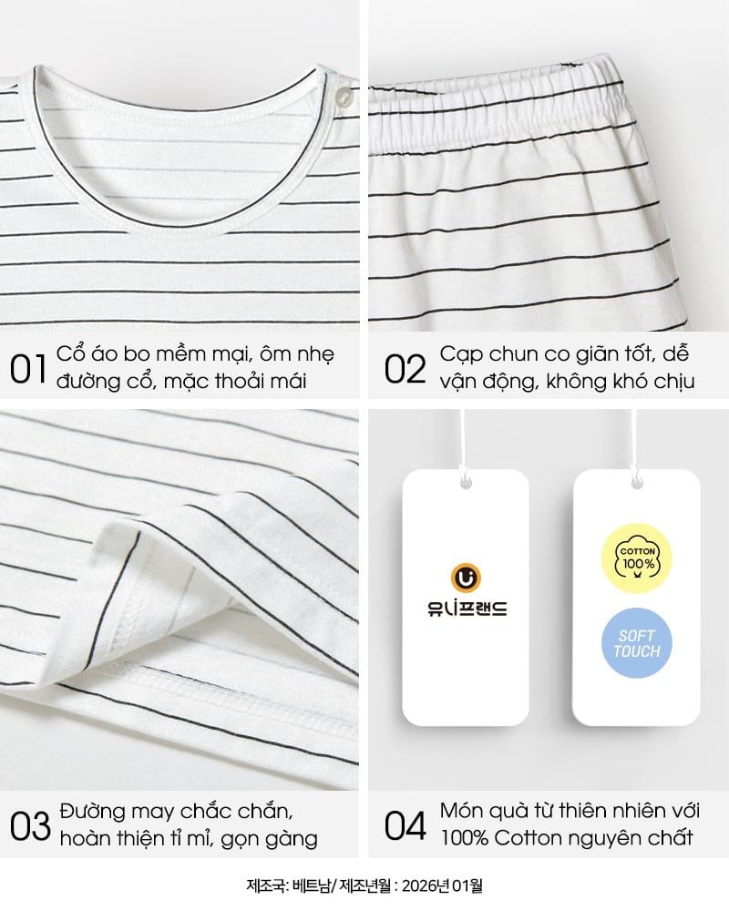 Bộ đồ ngắn cotton mịn bé trai U3227