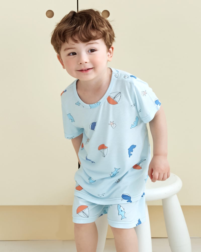 Bộ đồ ngắn vải Cool Rayon mềm mát bé trai và bé gái U3234