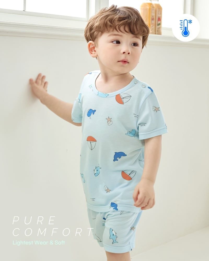 Bộ đồ ngắn vải Cool Rayon mềm mát bé trai và bé gái U3234