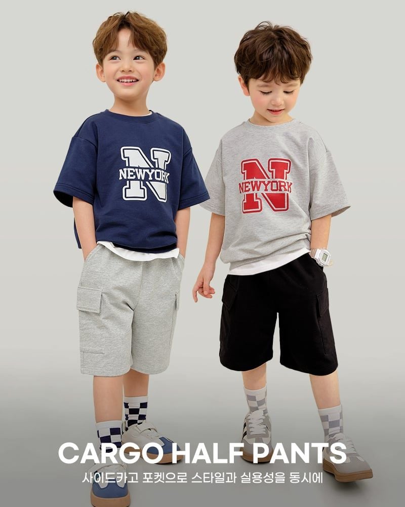 Quần short cargo basic vải cotton spandex cho bé trai và bé gái U950V