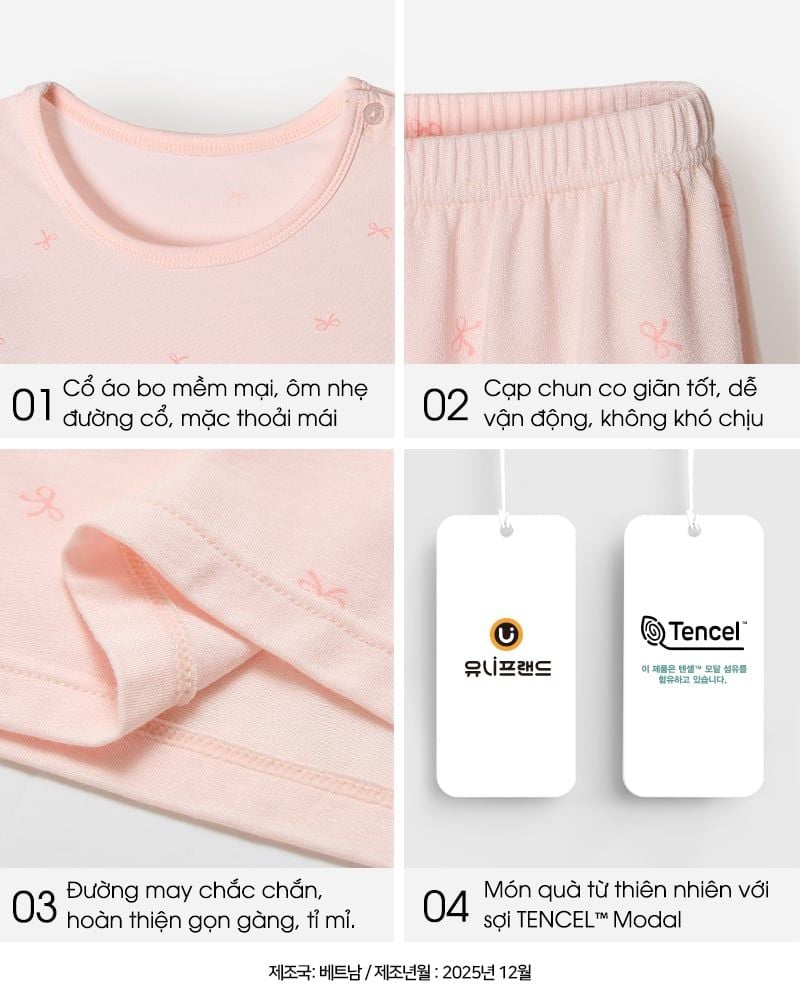 Bộ đồ lửng vải Tencel Modal siêu mềm mịn cho bé gái U2169