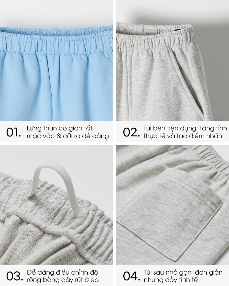 Quần short Bermuda dài qua gối vải cotton spandex U950U