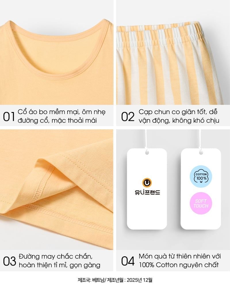 Bộ đồ ba lỗ cotton mịn bé gái U4109