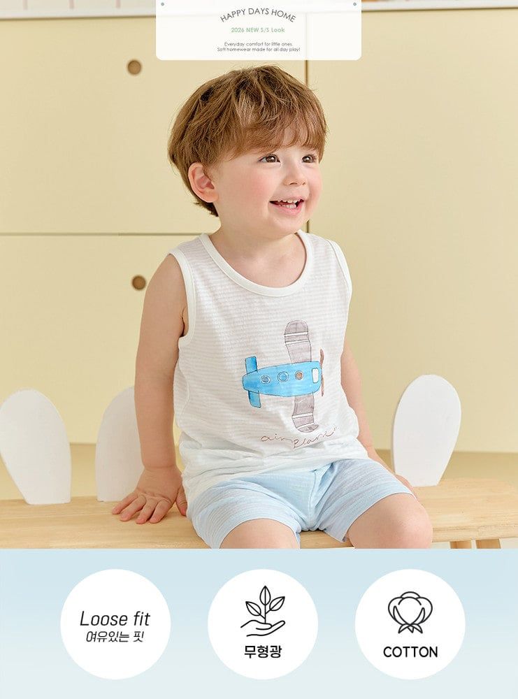 Bộ đồ ba lỗ cotton giấy bé trai U4113